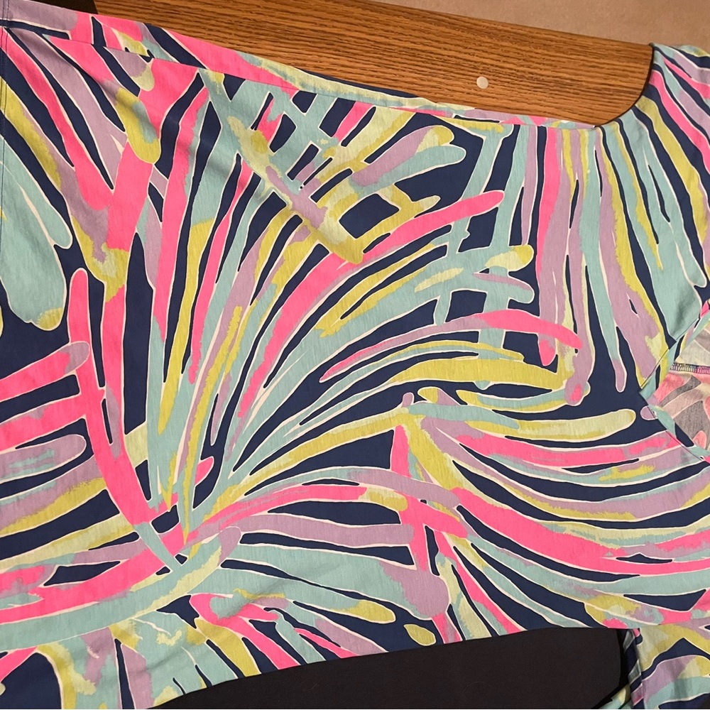 XS Lilly Pulitzer V Neck 3/4 Length Sleeve Cori dress Indigo Sea Dreamin